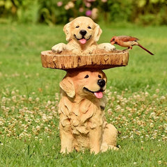 Outdoor Bird Feeder Bird Bath Garden Decor Dog Rooster Ornament