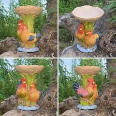 Outdoor Bird Feeder Bird Bath Garden Decor Dog Rooster Ornament