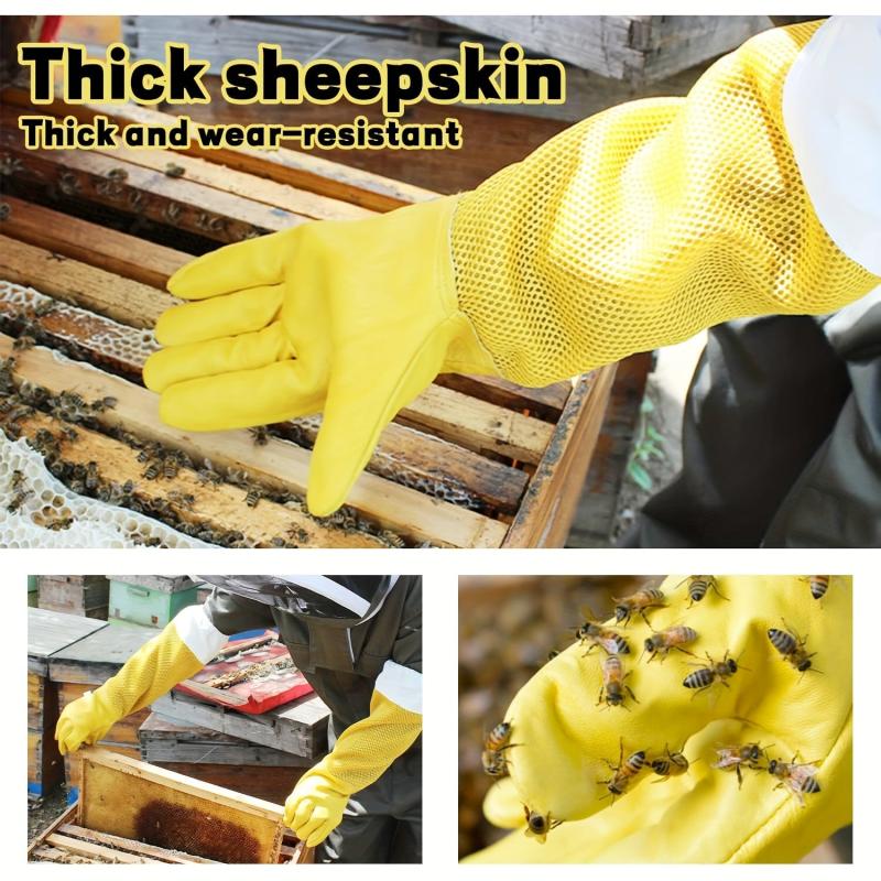 Thick Goatskin Beekeeping Gloves Long Ventilated Mesh