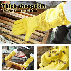 Thick Goatskin Beekeeping Gloves Long Ventilated Mesh