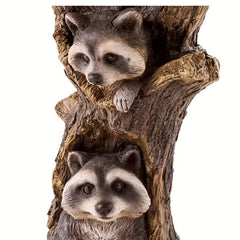 Resin Raccoon Bird Bath Ornament for Garden Decor