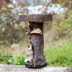 Resin Raccoon Bird Bath Ornament for Garden Decor