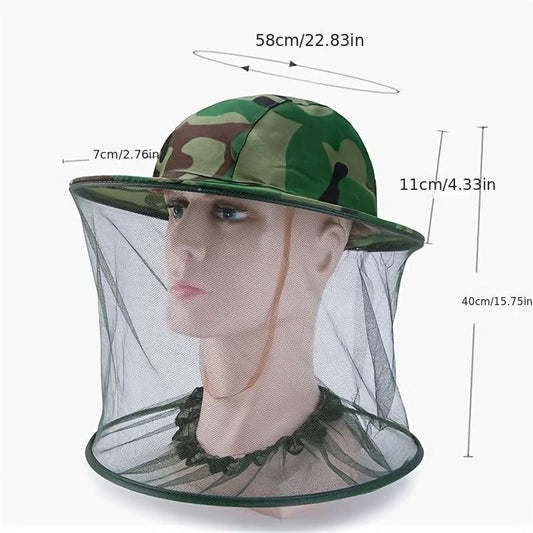 Net Mesh Face Protector Cap Insect Bee Resistance Sun Fish Hat