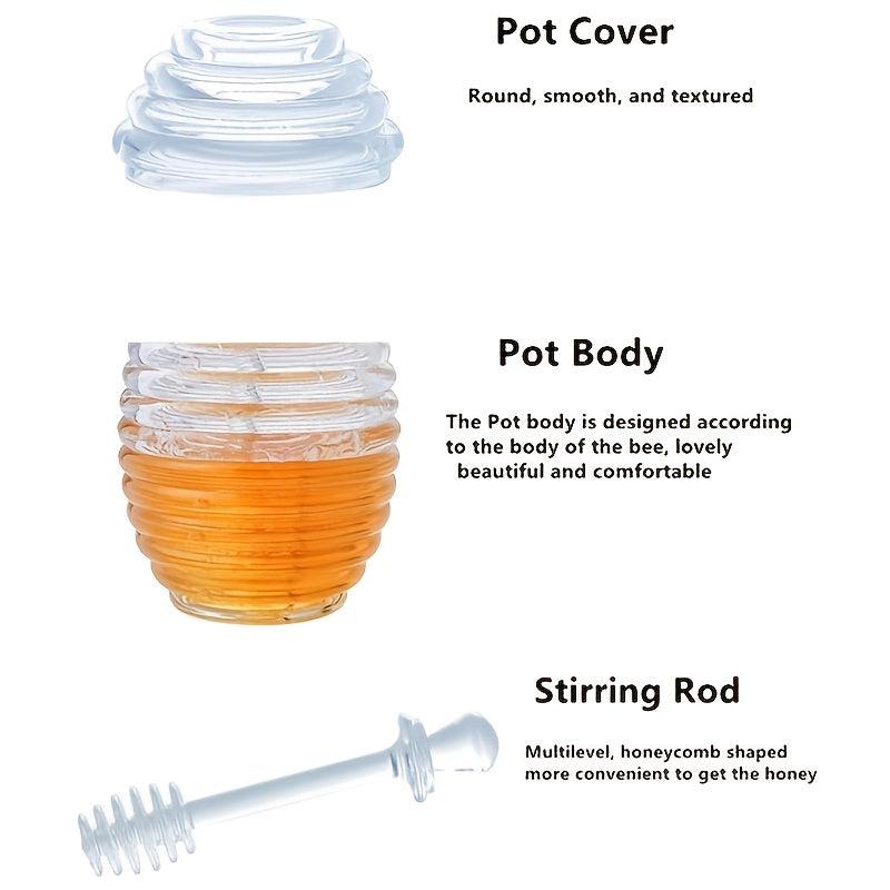 Clear Honey Pot With Dipper Jar & Lids, 8.96oz