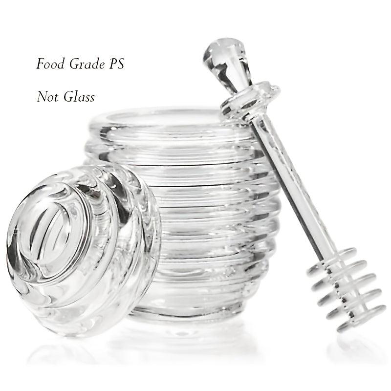 Clear Honey Pot With Dipper Jar & Lids, 8.96oz