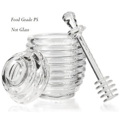 Clear Honey Pot With Dipper Jar & Lids, 8.96oz