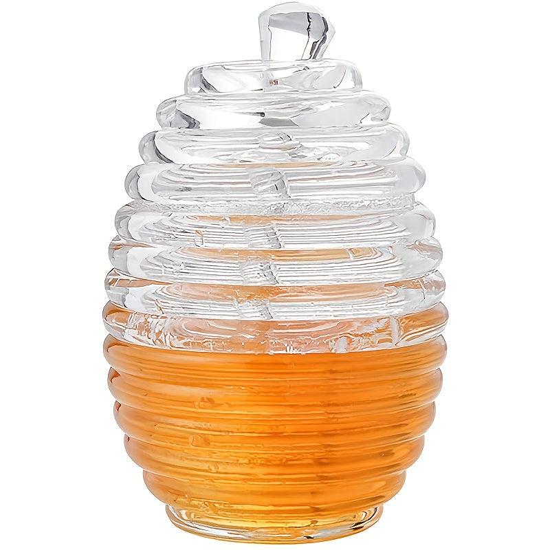 Clear Honey Pot With Dipper Jar & Lids, 8.96oz