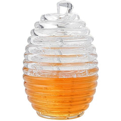 Clear Honey Pot With Dipper Jar & Lids, 8.96oz