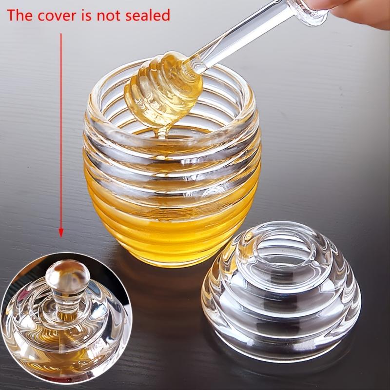 Clear Honey Pot With Dipper Jar & Lids, 8.96oz