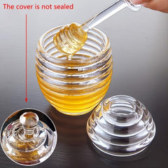 Clear Honey Pot With Dipper Jar & Lids, 8.96oz