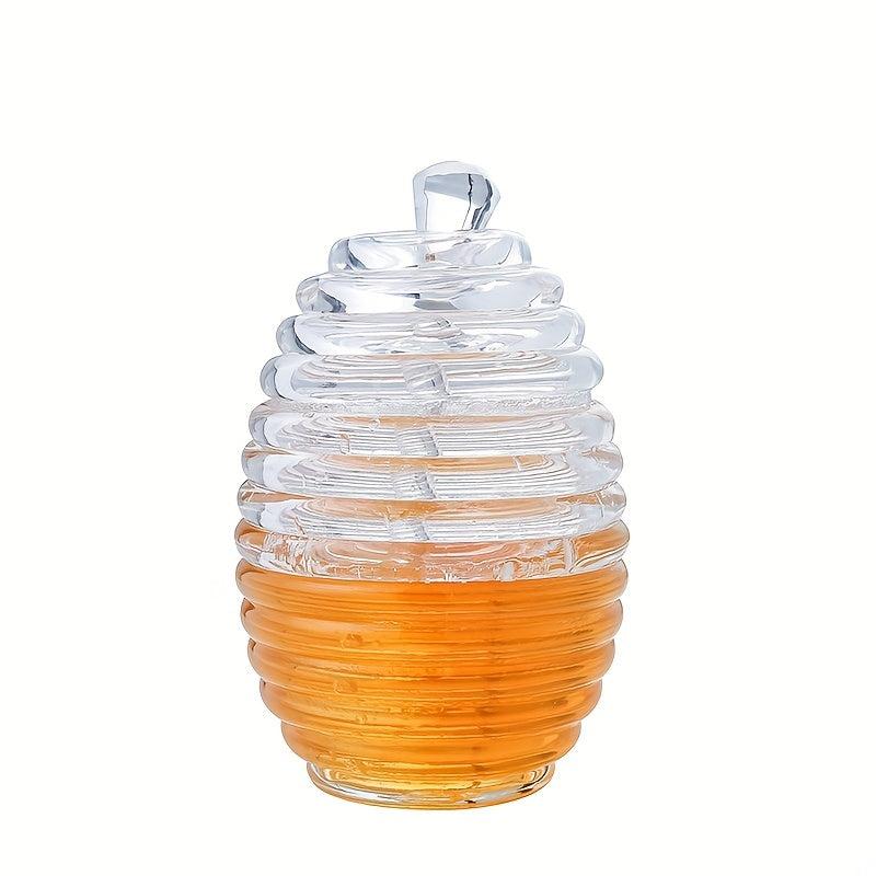 Clear Honey Pot With Dipper Jar & Lids, 8.96oz