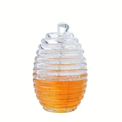 Clear Honey Pot With Dipper Jar & Lids, 8.96oz
