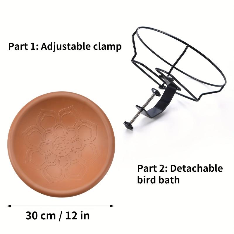 Deck Mounted Bird Bath Bowl Spa with Sturdy Steel Clamp