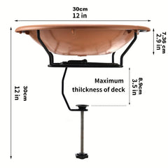 Deck Mounted Bird Bath Bowl Spa with Sturdy Steel Clamp