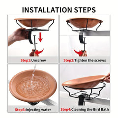 Deck Mounted Bird Bath Bowl Spa with Sturdy Steel Clamp