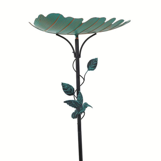Leaf Shape Metal Bird Bathtub Ladybug Carved Bird Feeder for Garden Decoration