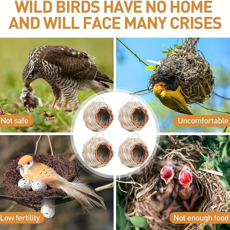 4 Packs Hanging Ball Shape Wren Bird Houses