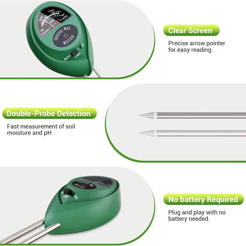 Soil Moisture Meter 3-In-1 Tester Kit for Plants