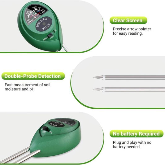 Soil Moisture Meter 3-In-1 Tester Kit for Plants