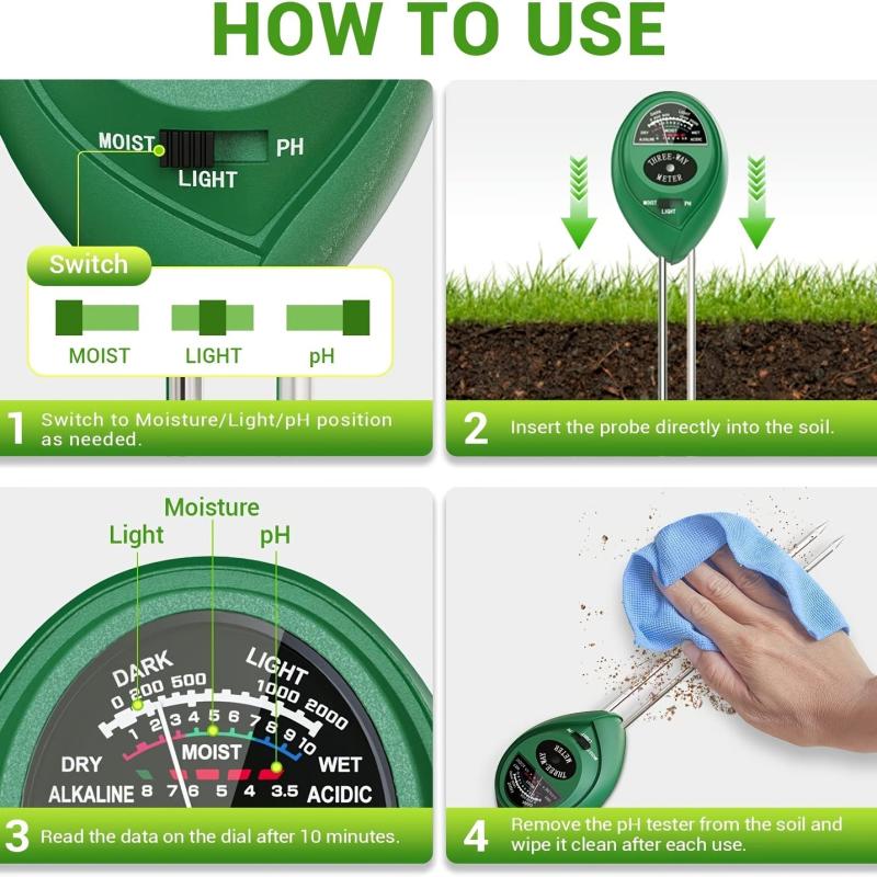 Soil Moisture Meter 3-In-1 Tester Kit for Plants