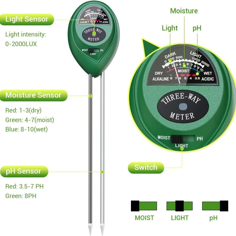 Soil Moisture Meter 3-In-1 Tester Kit for Plants