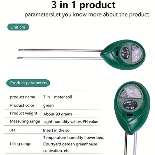 3-in-1 Soil Tester Moisture Meter PH Tester