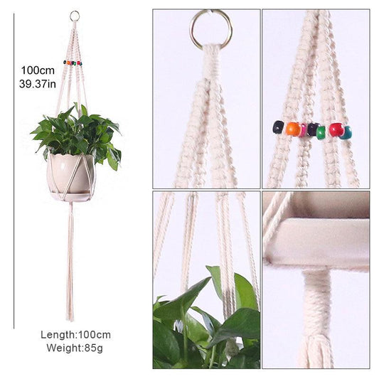 Hand Woven Plant Hanger Net DIY Hanging Basket Cotton Rope Bag