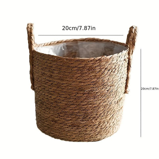 Straw Woven Flower Pots Set - High-end Nordic Plants Floor Oversized Pot