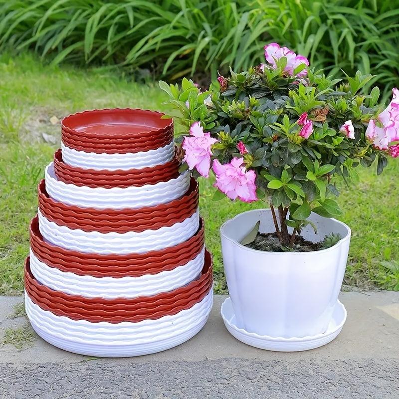 5pcs Plastic Planter Tray with Drain Tray for Patio Garden