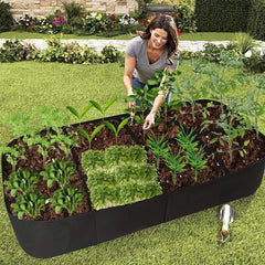 Fabric Raised Garden Bed with 8 Grow Bags - 128 Gallons