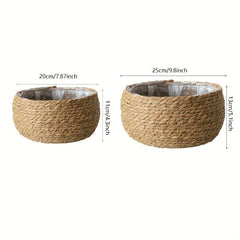 Straw Woven Flower Pot Basket Set Nordic Potted Creative Home Balcony Indoor/Out