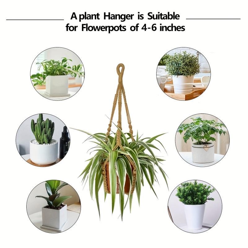 2pcs Macrame Plant Hanger Rope Indoor Brown Holder for 4-15cm Plant Pots