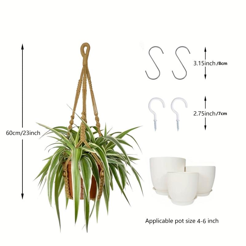 2pcs Macrame Plant Hanger Rope Indoor Brown Holder for 4-15cm Plant Pots