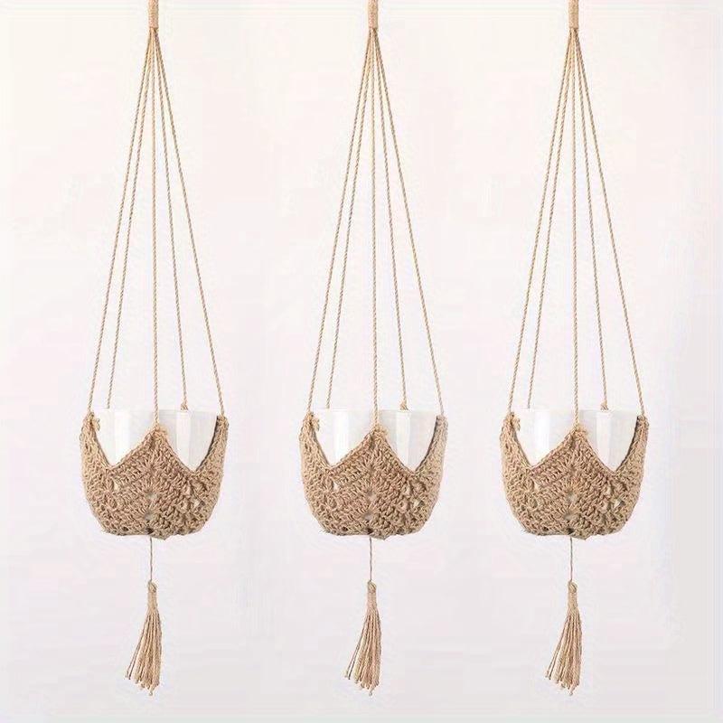 3pcs Guno Macrame Plant Hanger Hand Woven Boho Flowerpot Rack