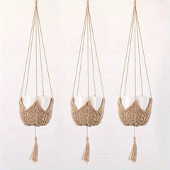 3pcs Guno Macrame Plant Hanger Hand Woven Boho Flowerpot Rack