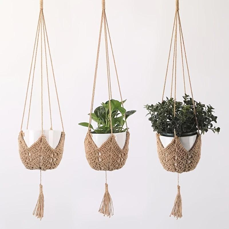 3pcs Guno Macrame Plant Hanger Hand Woven Boho Flowerpot Rack