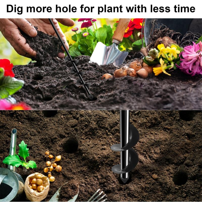 2pcs Auger Drill Bit Set for Planting & Garden - Spiral Drill Bit Bulb Planter