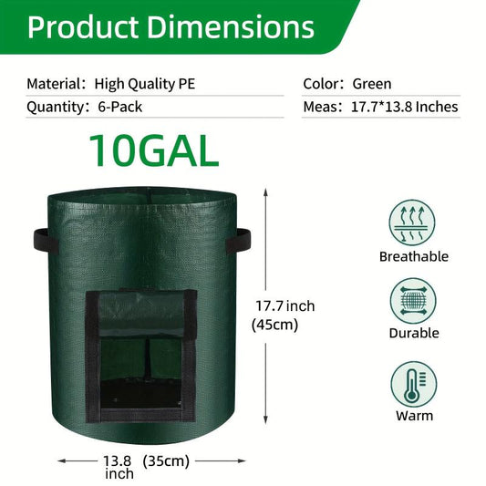 6pcs Potato Grow Bags 7 & 10 Gallon for Homegrown Potatoes & Veggies