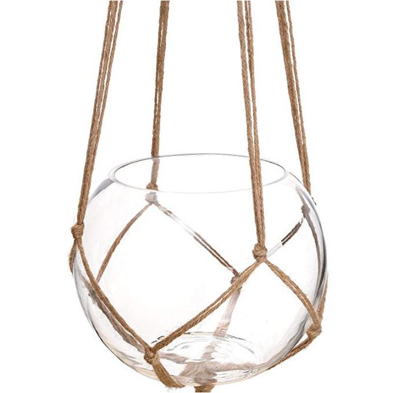 Hanging Frames Flower Pots Mesh Pockets Hemp Rope Hanging Baskets