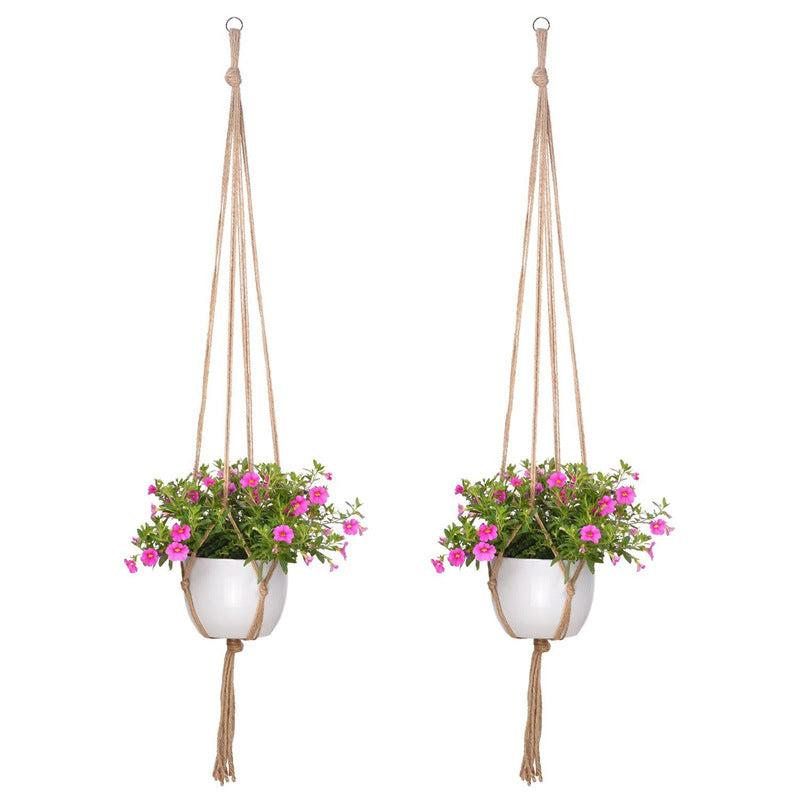 Hanging Frames Flower Pots Mesh Pockets Hemp Rope Hanging Baskets