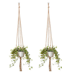 Hanging Frames Flower Pots Mesh Pockets Hemp Rope Hanging Baskets