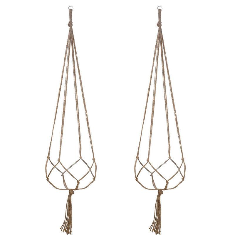 Hanging Frames Flower Pots Mesh Pockets Hemp Rope Hanging Baskets