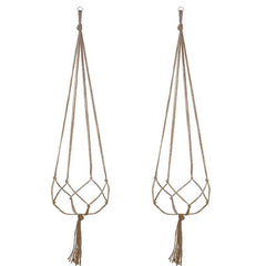 Hanging Frames Flower Pots Mesh Pockets Hemp Rope Hanging Baskets