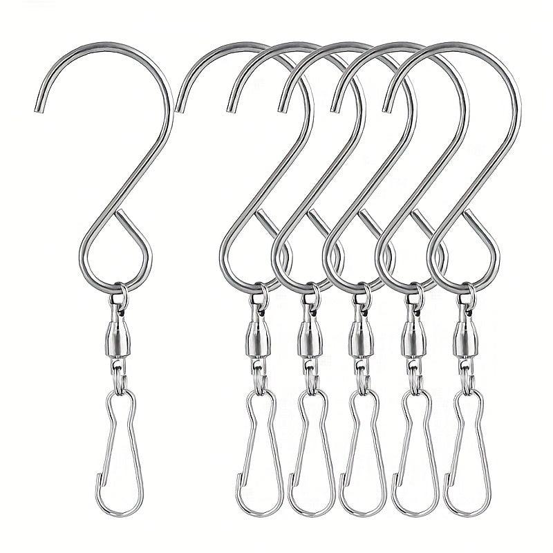 6pcs Rotating Wind Chime Hooks Stainless Steel for Hanging