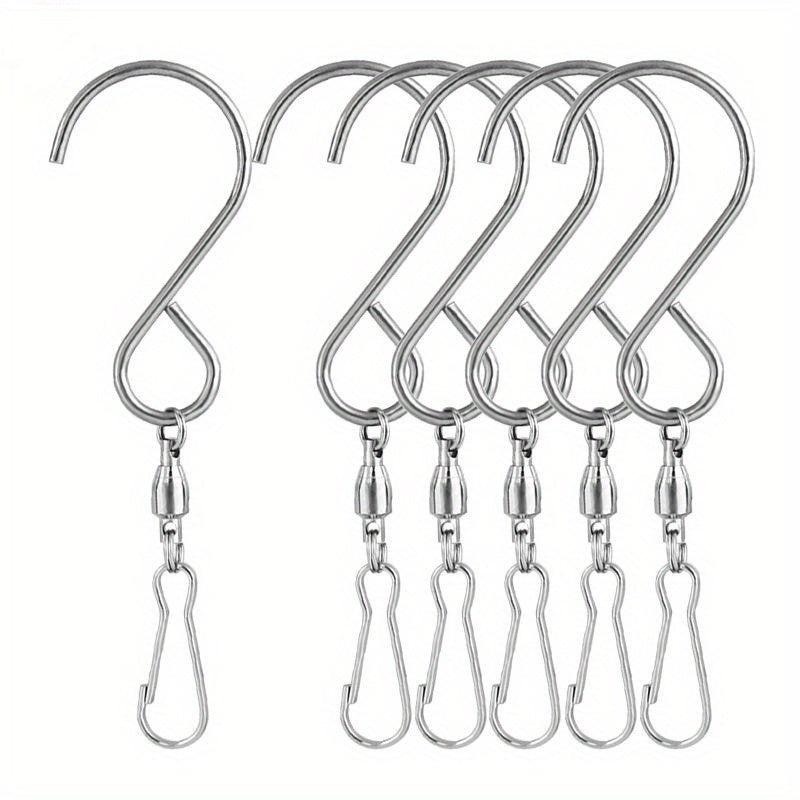 6pcs Rotating Wind Chime Hooks Stainless Steel for Hanging