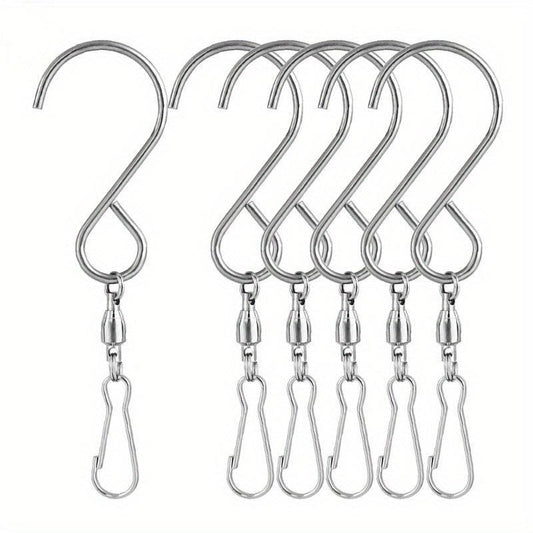 6pcs Rotating Wind Chime Hooks Stainless Steel for Hanging