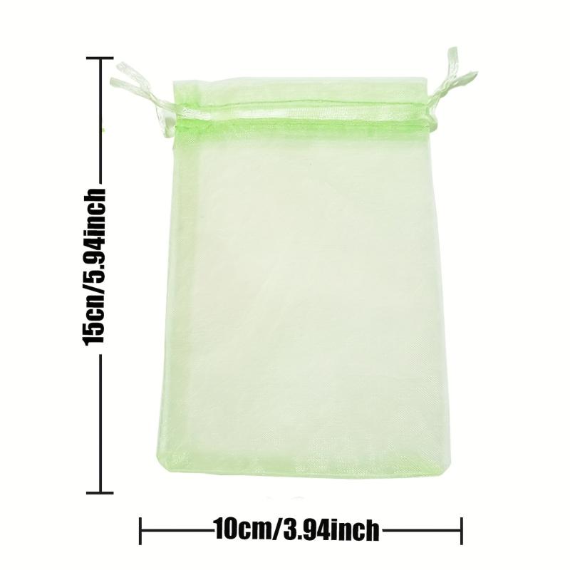 10Pcs Green Fruit Net Bags with Drawstring for Fruit Protection from Pests