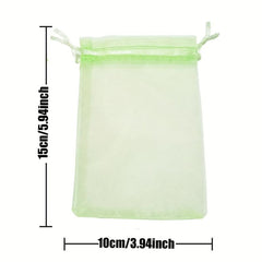 10Pcs Green Fruit Net Bags with Drawstring for Fruit Protection from Pests
