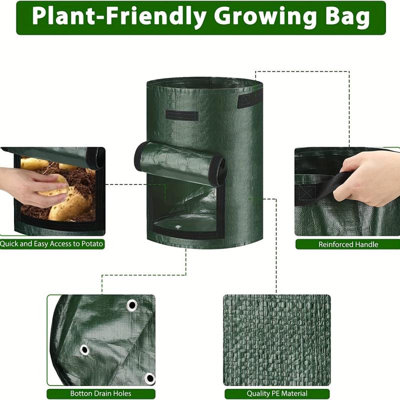 2pcs 10 Gallon Potato Grow Bags with Flap and Handles - Green