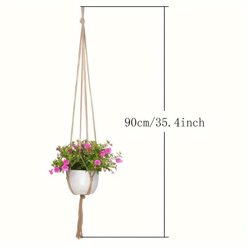 2pcs 35.4-Inch Brown Plant Hanger Modern Tassel Indoor Flower Pot Frame